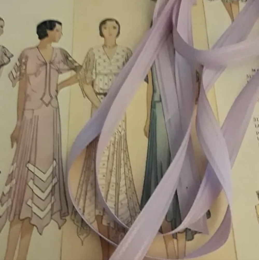 Vintage Pastel 1930s Rayon Grosgrain Ribbon Lavender